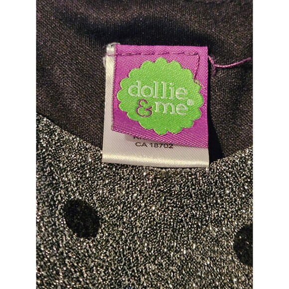 Youth Girls Dollie & Me Sz 6 Dress Metallic Silver Color W/ Black Dots - Picture 6 of 9